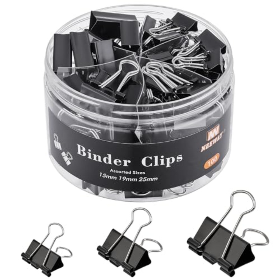 Binder Clip Assorted - 100 Count Binder Clips Assorted Sizes,