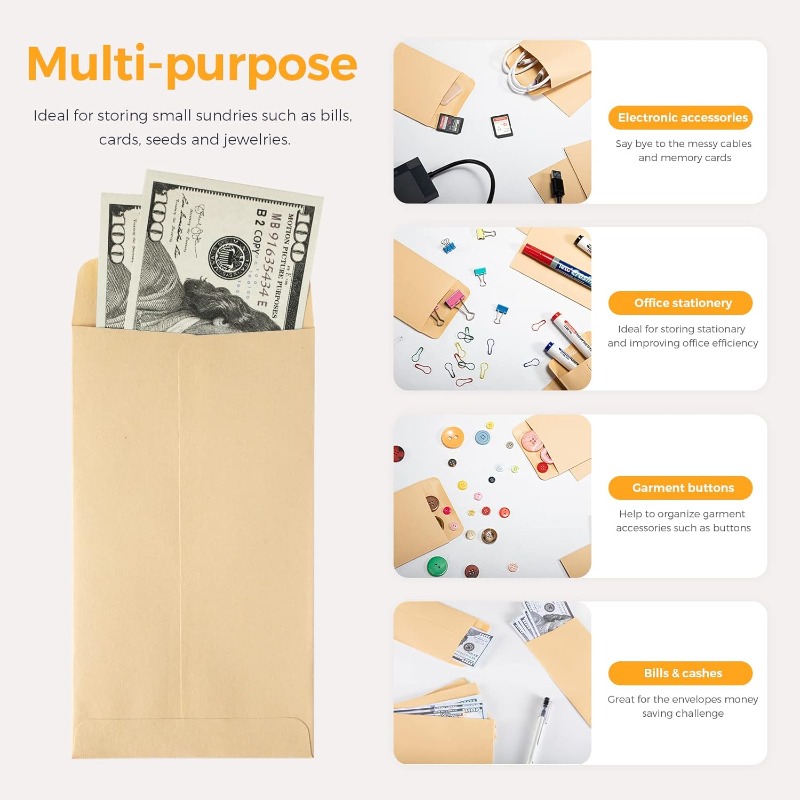 50Pcs Cash Envelopes Money Con - Letter Envelope Kraft のレビューと価格