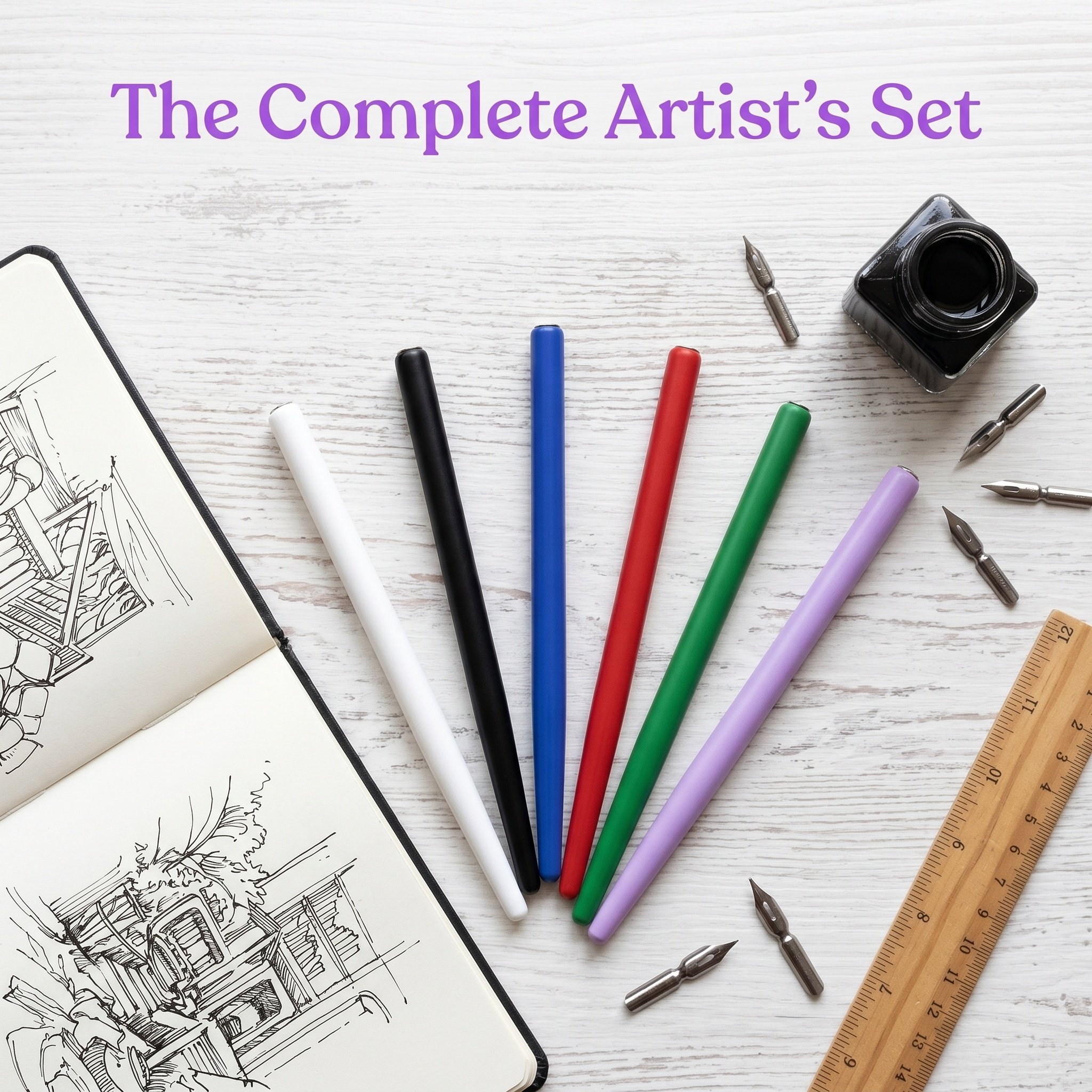 6Pcs Wooden Drawing Pen Holder - Fountain Pen Ink のレビューと価格
