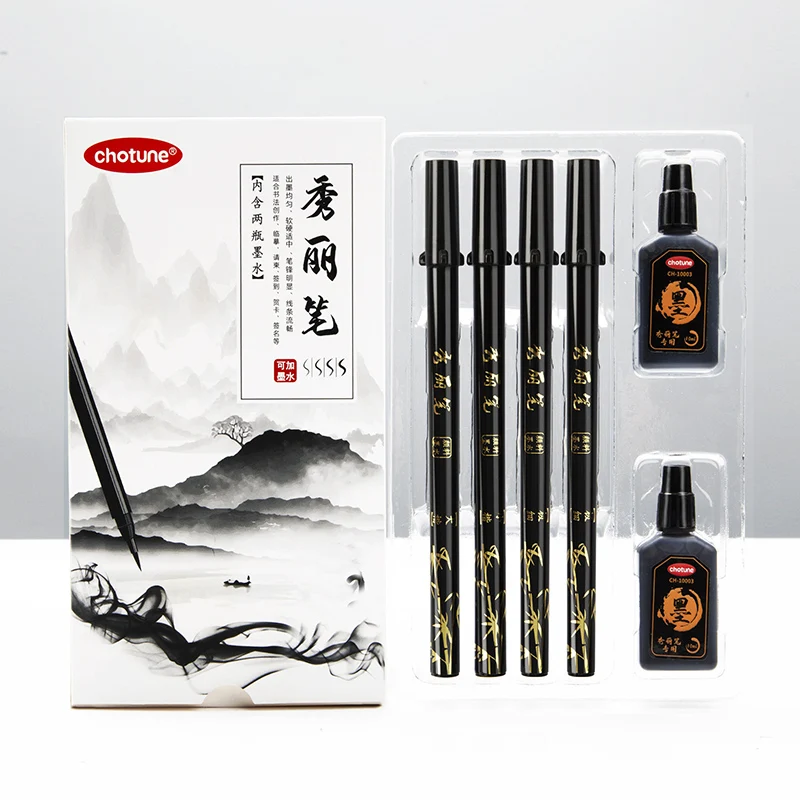 Brush Lettering Pens Set Black - Fountain Pen Ink のレビューと価格
