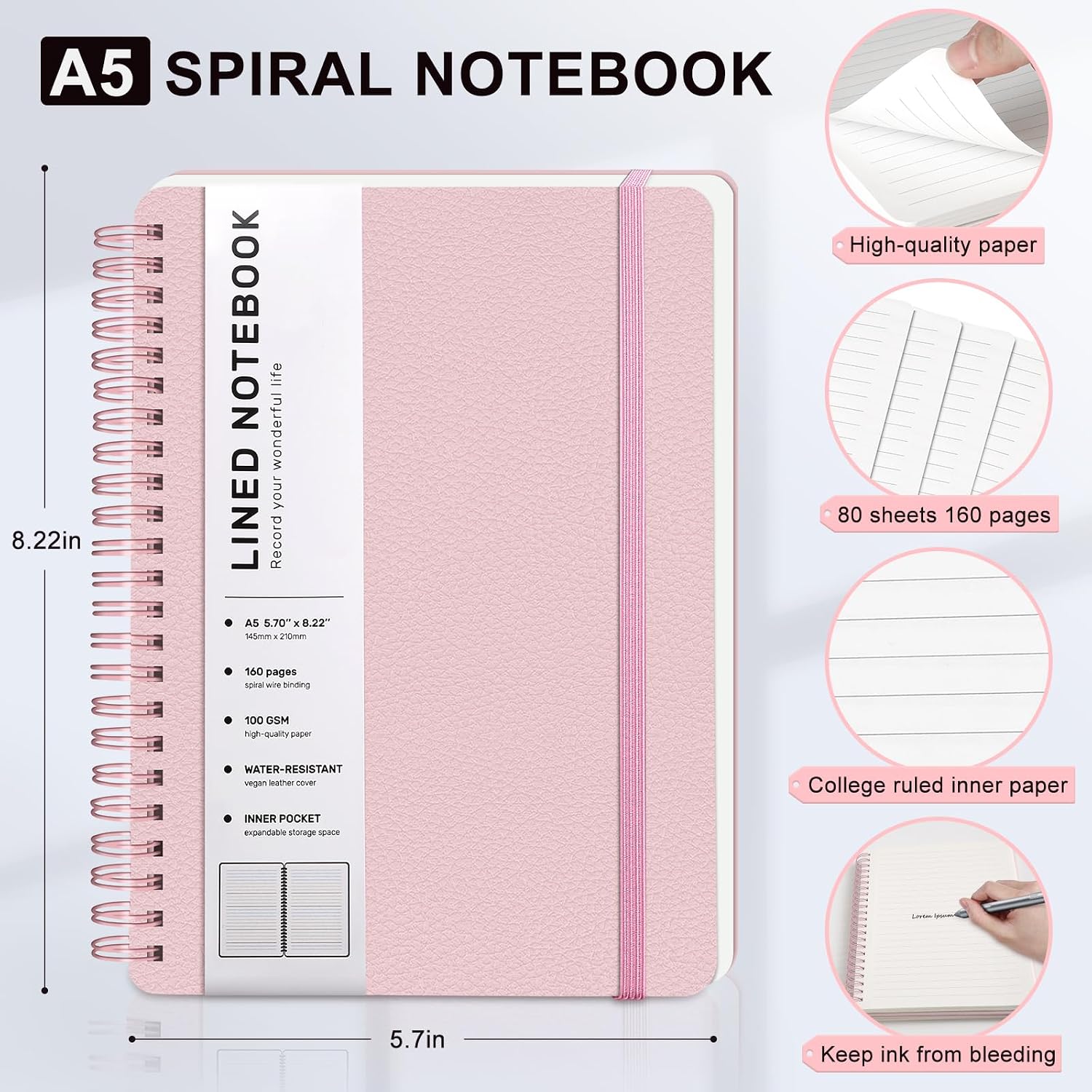 Lined Spiral Journal Notebook  - Journal Leather Hardcover のレビューと価格