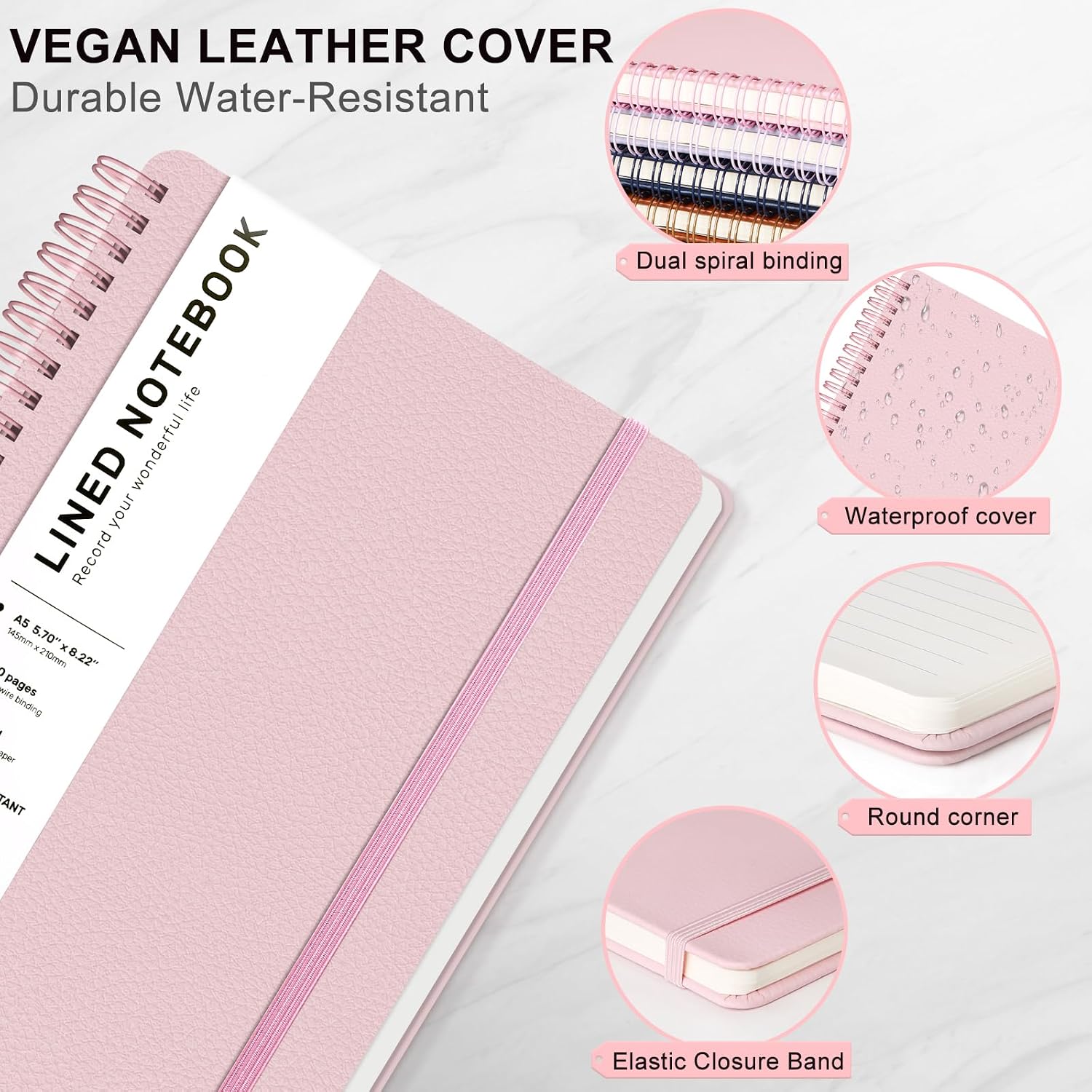 Lined Spiral Journal Notebook  - Journal Leather Hardcover のレビューと価格