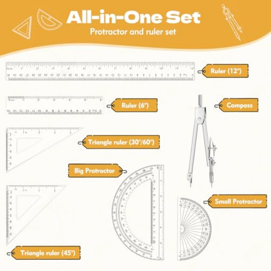 Geometry Set - 7Pcs Geometry K - Compass Geometry Set のレビューと価格