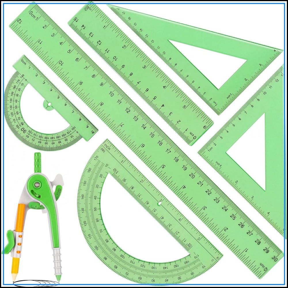 7 Pcs Geometry Math Set: 6/4 I - Compass Geometry Set のレビューと価格
