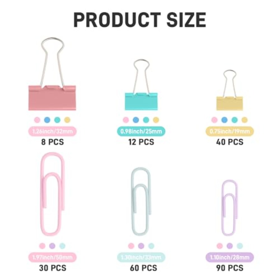 240PCS Colored Assorted Size P - Binder Clip Assorted のレビューと価格