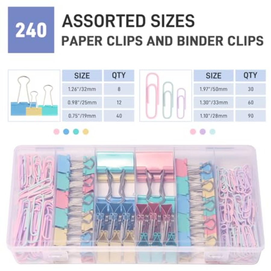 240PCS Colored Assorted Size P - Binder Clip Assorted のレビューと価格