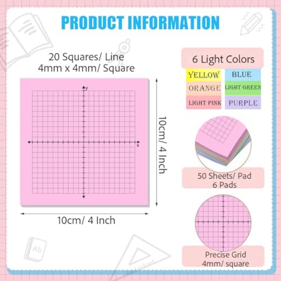 Graph Paper Sticky Notes Set,  - Graph Paper Pad のレビューと価格