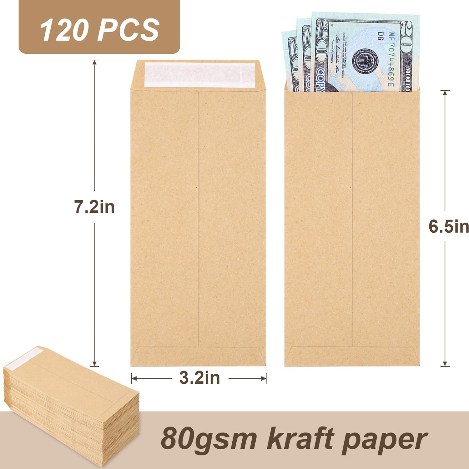 120 Cash Envelopes for Money K - Letter Envelope Kraft のレビューと価格