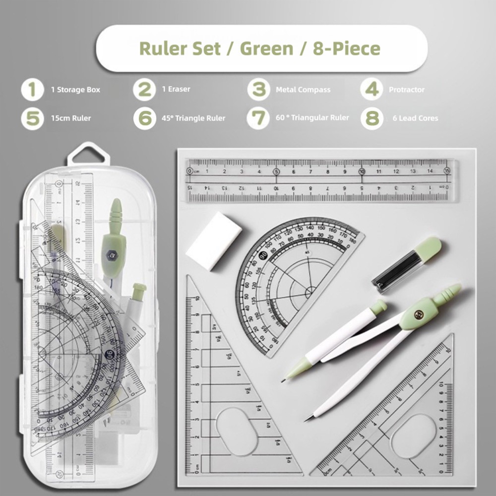 8PCS/Set Plastic Ruler Compass - Compass Geometry Set のレビューと価格
