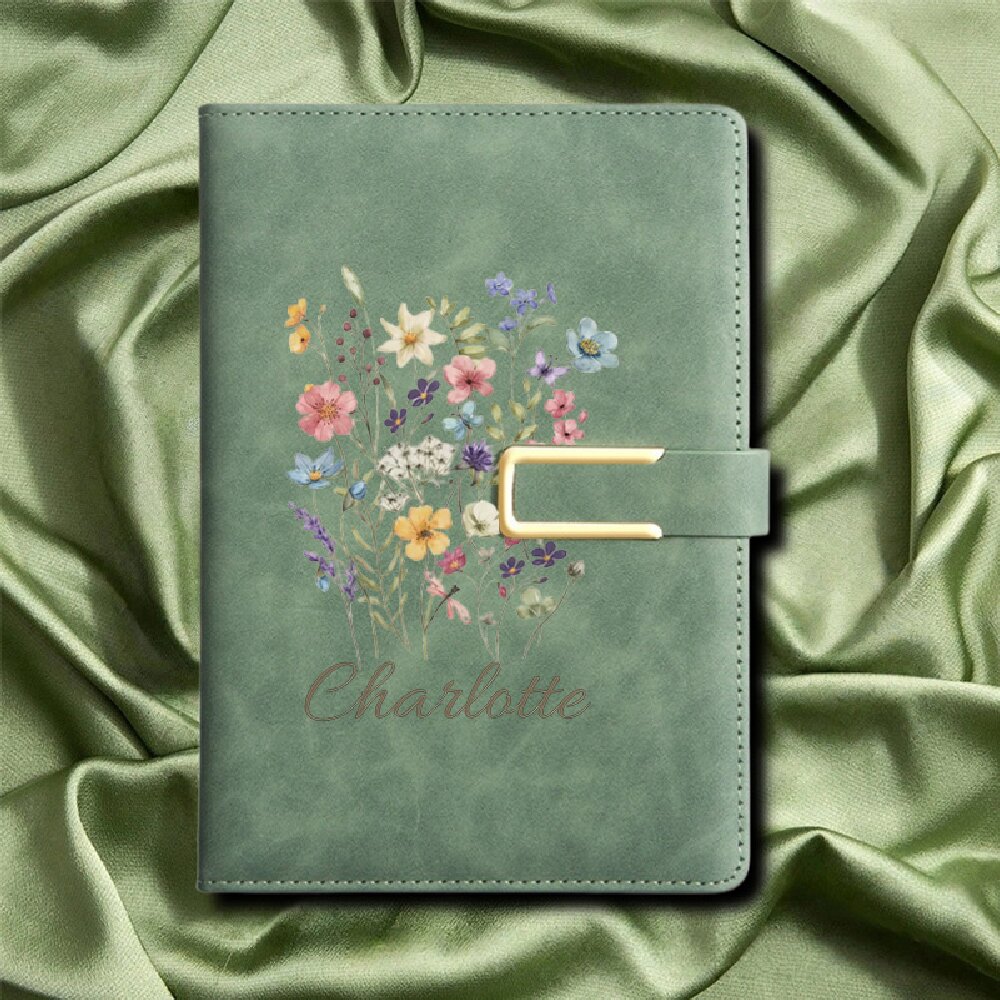 A5 Floral Monogram Custom Name - Journal Leather Hardcover のレビューと価格