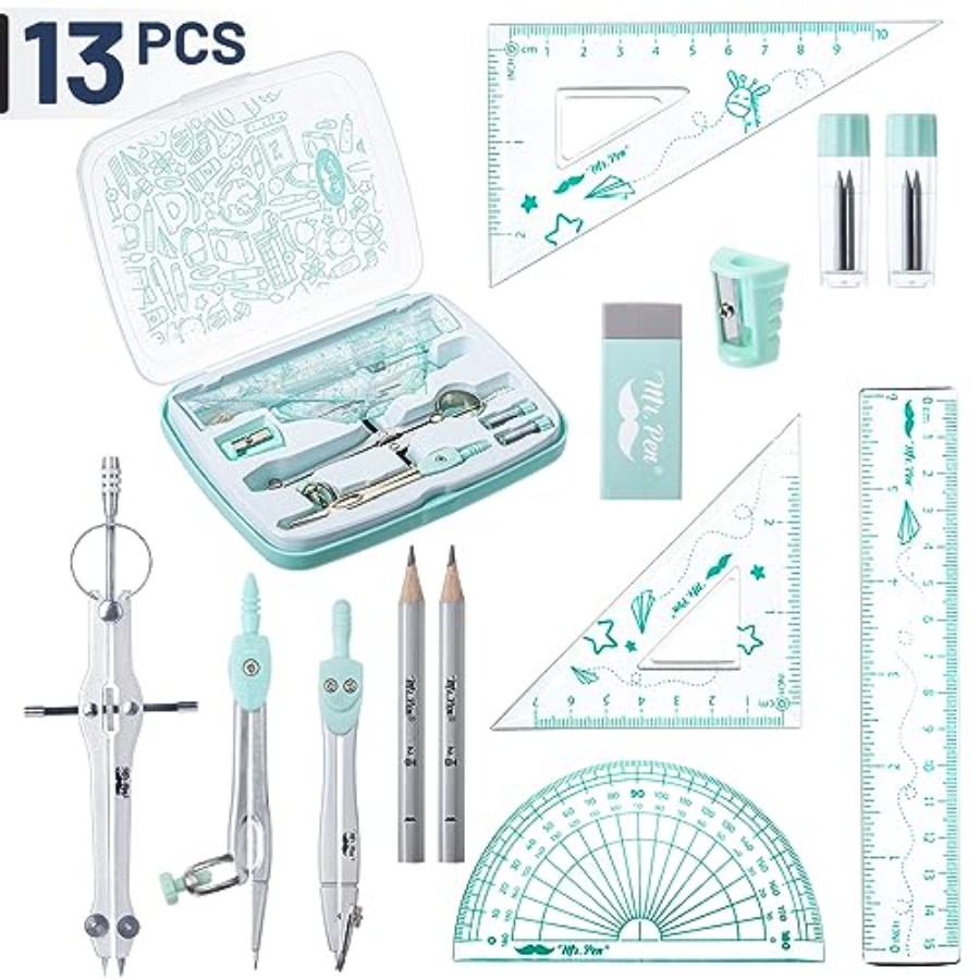 Geometry Set, 13 pcs, 3 Metal  - Compass Geometry Set のレビューと価格