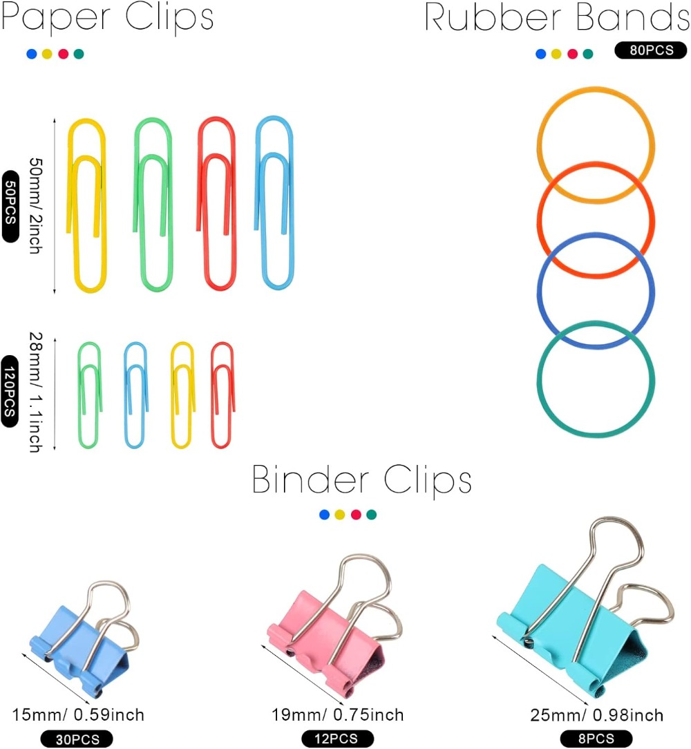 300 Pcs Binder Clips, Rubber B - Binder Clip Assorted のレビューと価格