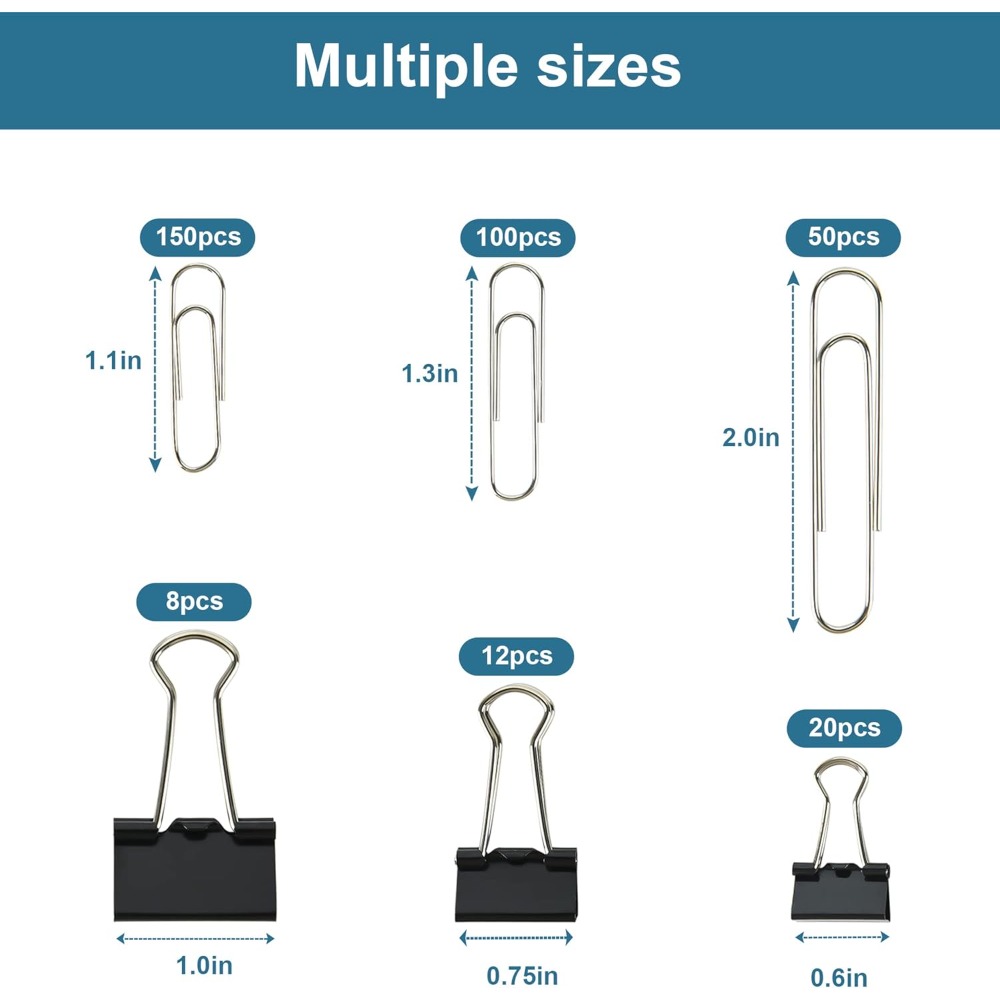 340pcs Binder Clips & Paper Cl - Binder Clip Assorted のレビューと価格