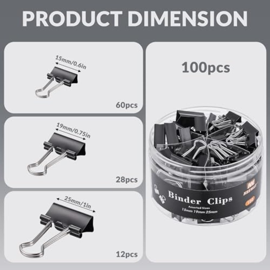 100 Count Binder Clips Assorte - Binder Clip Assorted のレビューと価格