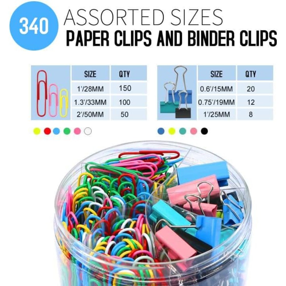 340PCS Colorful Paper Clips &  - Binder Clip Assorted のレビューと価格
