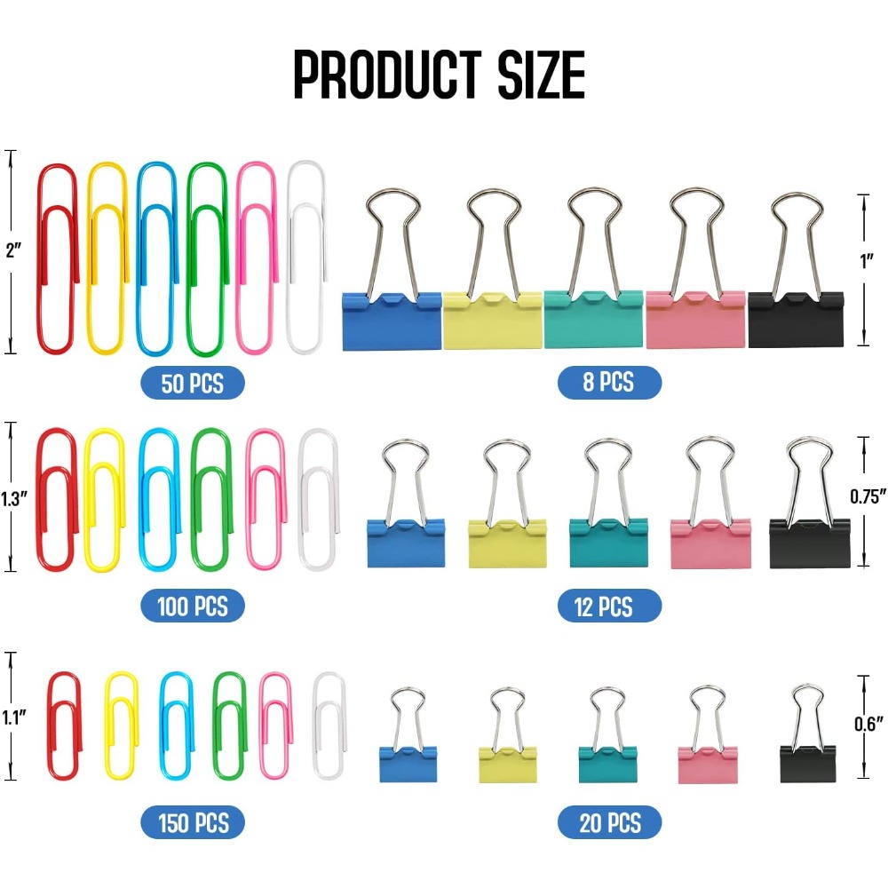 340PCS Colorful Paper Clips &  - Binder Clip Assorted のレビューと価格