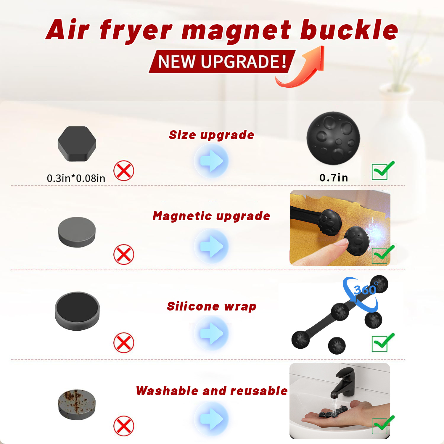 1/2sets Silicone Air Fryer Mag - Paperclip Magnetic Set のレビューと価格