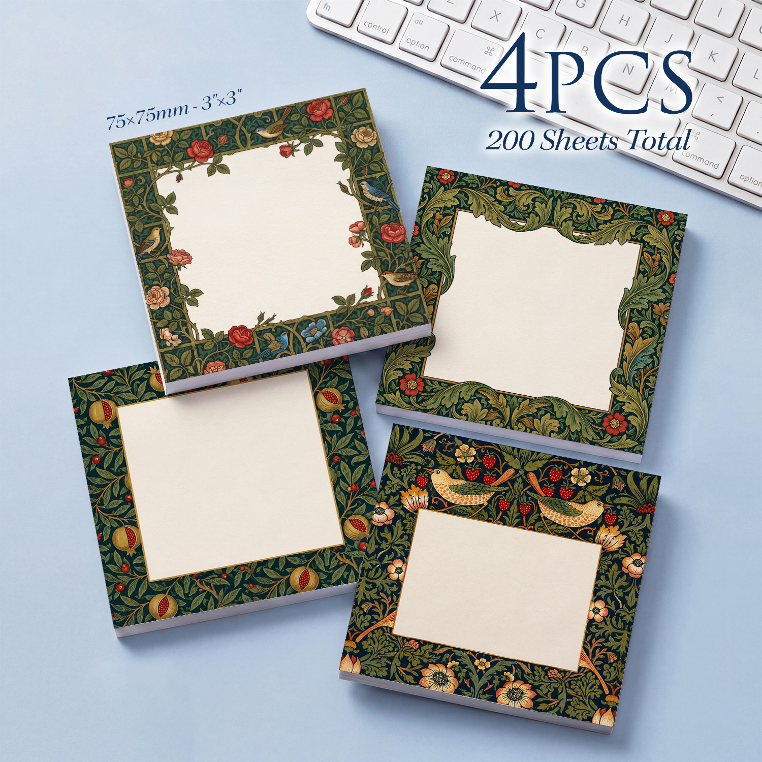 4pcs Vintage Floral Sticky Not - Total Stationery & Office Supply のレビューと価格